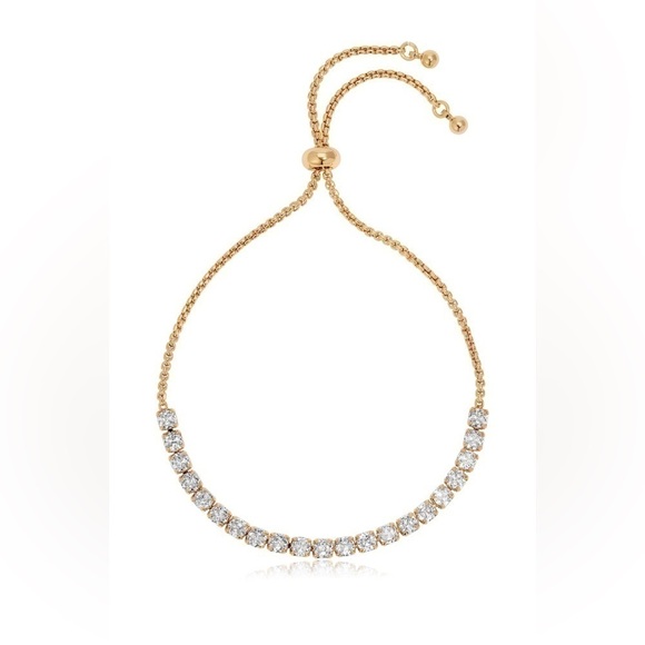 Ettika Adjustable Dainty Crystal Bracelet - 18K Gold Plated - Picture 1 of 9